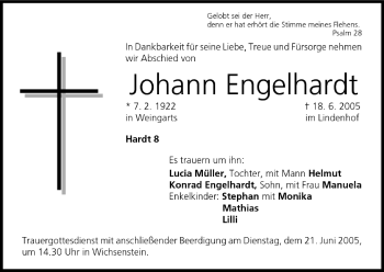 Anzeige von Johann Engelhardt von MGO