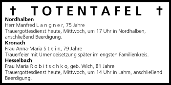 Anzeige von Totentafel vom 22.06.2005 von MGO