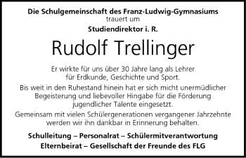 Anzeige von Rudolf Trellinger von MGO