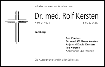 Anzeige von Rolf Kersten von MGO