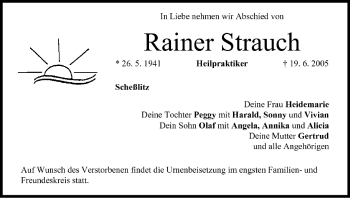 Anzeige von Rainer Strauch von MGO