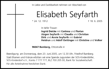 Anzeige von Elisabeth Seyfarth von MGO