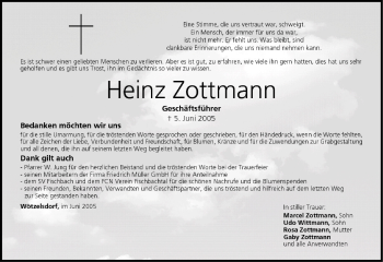 Anzeige von Heinz Zottmann von MGO