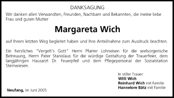 Anzeige von Margareta Wich von MGO