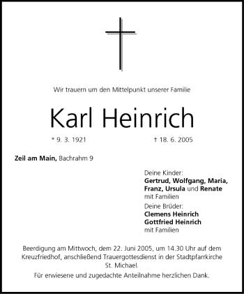 Anzeige von Karl Heinrich von MGO