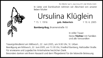 Anzeige von Ursulina Klüglein von MGO