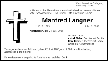 Anzeige von Manfred Langner von MGO