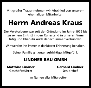 Anzeige von Andreas Kraus von MGO