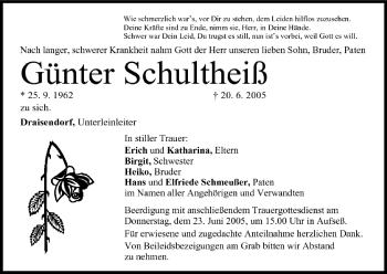 Anzeige von Günter Schultheiß von MGO