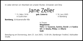 Anzeige von Jane Zeller von MGO