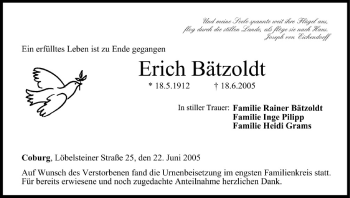 Anzeige von Erich Bätzoldt von MGO