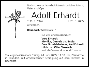 Anzeige von Adolf Erhardt von MGO