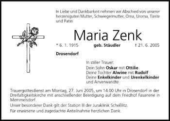 Anzeige von Maria Zenk von MGO
