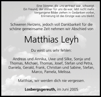 Anzeige von Matthias Leyh von MGO