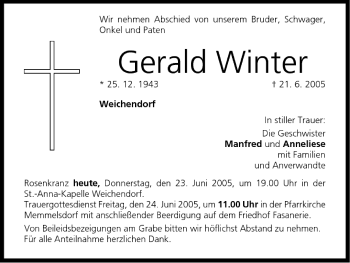 Anzeige von Gerald Winter von MGO