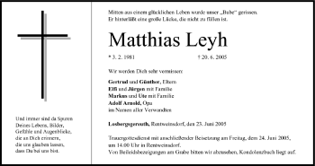Anzeige von Matthias Leyh von MGO