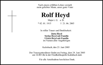 Anzeige von Rolf Heyd von MGO