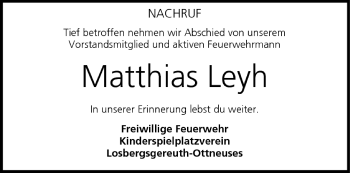 Anzeige von Matthias Leyh von MGO