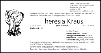 Anzeige von Theresia Kraus von MGO