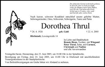 Anzeige von Dorothea Thrul von MGO
