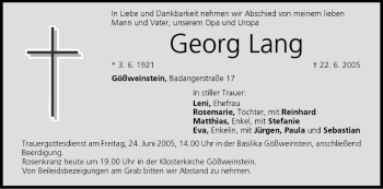 Anzeige von Georg Lang von MGO