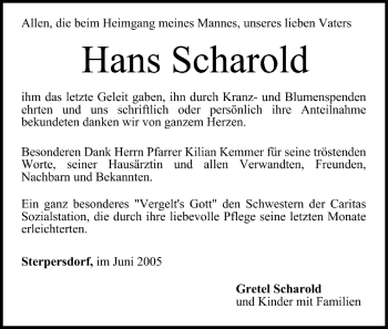 Anzeige von Hans Scharold von MGO