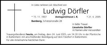 Anzeige von Ludwig Dörfler von MGO