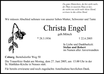 Anzeige von Christa Engel von MGO