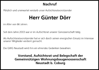 Anzeige von Günter Dörr von MGO