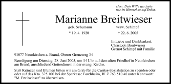 Anzeige von Marianne Breitwieser von MGO
