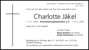 Anzeige von Charlotte Jäkel von MGO