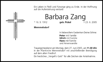 Anzeige von Barbara Zang von MGO