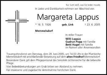 Anzeige von Margareta Lappus von MGO