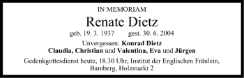 Anzeige von Renate Dietz von MGO
