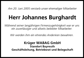 Anzeige von Johannes Burghardt von MGO