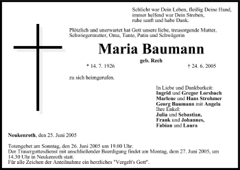 Anzeige von Maria Baumann von MGO