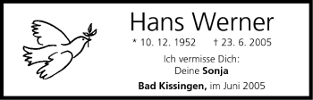 Anzeige von Hans Werner von MGO