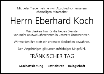 Anzeige von Eberhard Koch von MGO