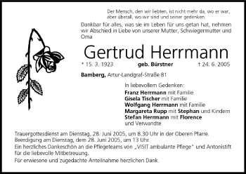 Anzeige von Gertrud Herrmann von MGO