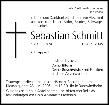 Anzeige von Sebastian Schmitt von MGO