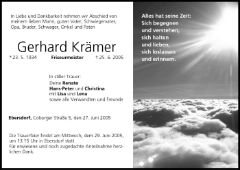 Anzeige von Gerhard Krämer von MGO