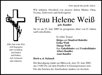 Anzeige von Helene Weiß von MGO