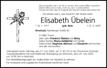 Anzeige von Elisabeth Übelein von MGO