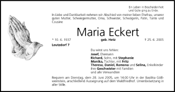 Anzeige von Maria Eckert von MGO