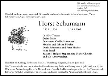 Anzeige von Horst Schumann von MGO