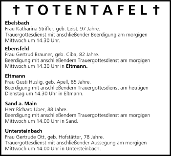 Anzeige von Totentafel vom 28.06.2005 von MGO