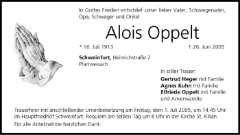 Anzeige von Alois Oppelt von MGO