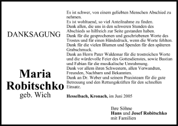 Anzeige von Maria Robitschko von MGO