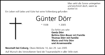 Anzeige von Günter Dörr von MGO