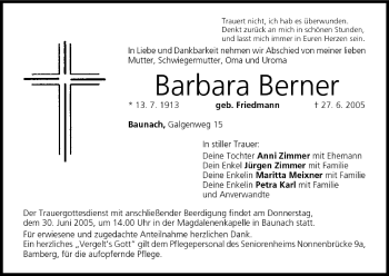 Anzeige von Barbara Berner von MGO